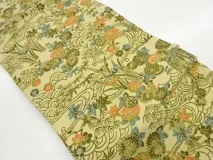 型染流水に青海波・花々・楓模様名古屋帯